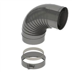 DRU RVS Ø150/100 Concentric Flue Material 90° Bend - Stainless Steel