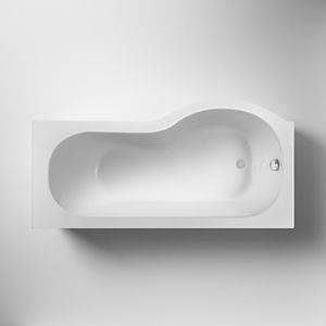 Nuie Square P Shaped Shower Bath 1600 x 850mm