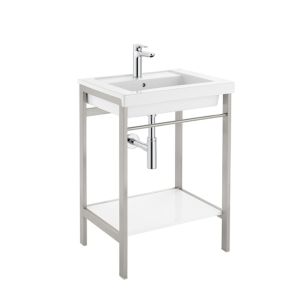 Roca Prisma Floor Standing 600mm Base Structure, Basin With Towel Rail