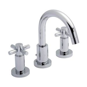 Hudson Reed Tec Crosshead 3 Hole Deck Mounted Basin Mixer Tap With Waste - TEX337